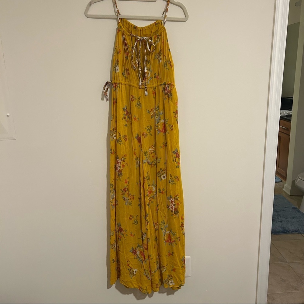 Free People Georgia Wide Leg Jumpsuit Gold Combo - Picture 10 of 11